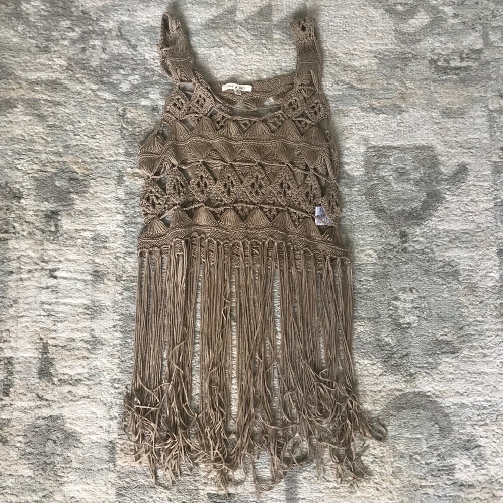 Knitted boho fringe tank